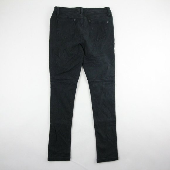 Soho Babe Womens Slim Straight Jeans Black Distressed Denim Low Rise Size 9 - Picture 9 of 9